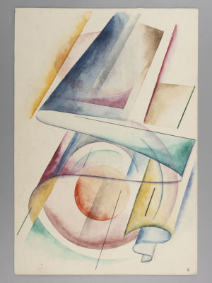 Н\х. Геометрическое построение. Картон, смешанная техника. Размер 29х20 см. Незначительные 