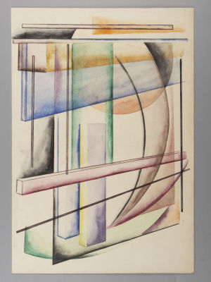 Н\х. Геометрическое построение. Картон, смешанная техника. Размер 29х20 см. Незначительные 