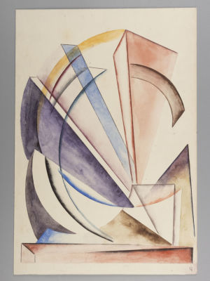 Н\х. Геометрическое построение. Картон, смешанная техника. Размер 29х20 см. Незначительные 
