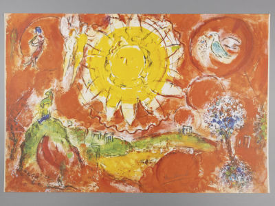 Шагал М. Солнце. Разворотный лист книги. Серия Suite Ballet. 1969. Офсетная литография. Размер 