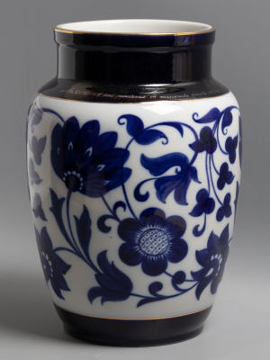 Авт. Мох М.Н. Синие цветы. Ваза формы "Большая китайская" Фарфор ЛФЗ 1958 г. Высота 35 см. 