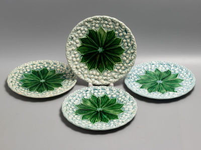 Тарелки (4 шт.) в стиле модерн с цветочным декором "Ландыши", Фаянс, Товарищество М.С. 