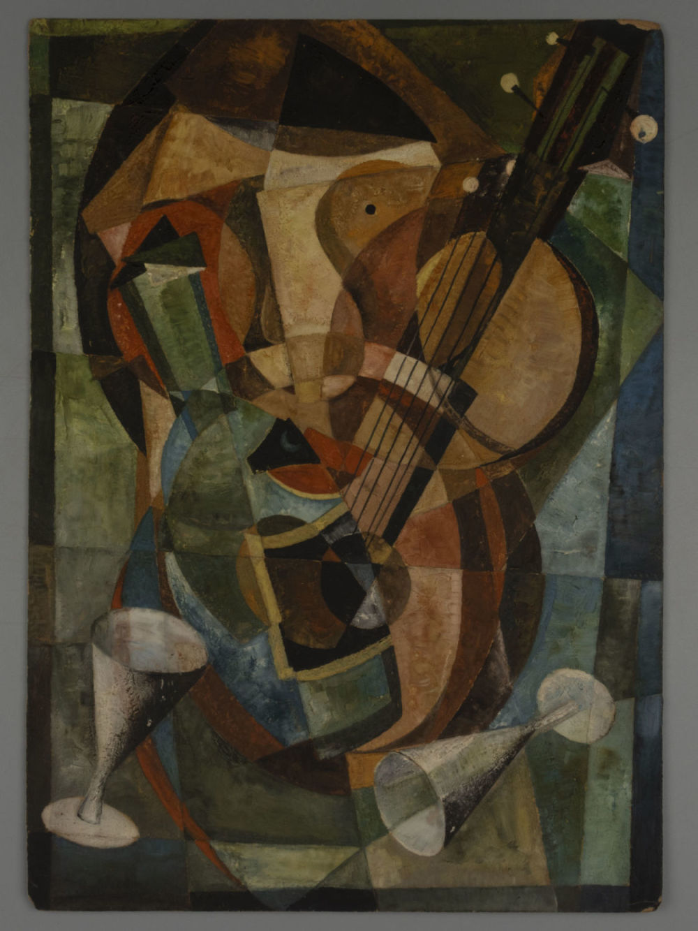 [Кубизм]. Банджо. 1920-е гг. Картон, смешанная техника. Размер 27х38 см. Потертости. Края 