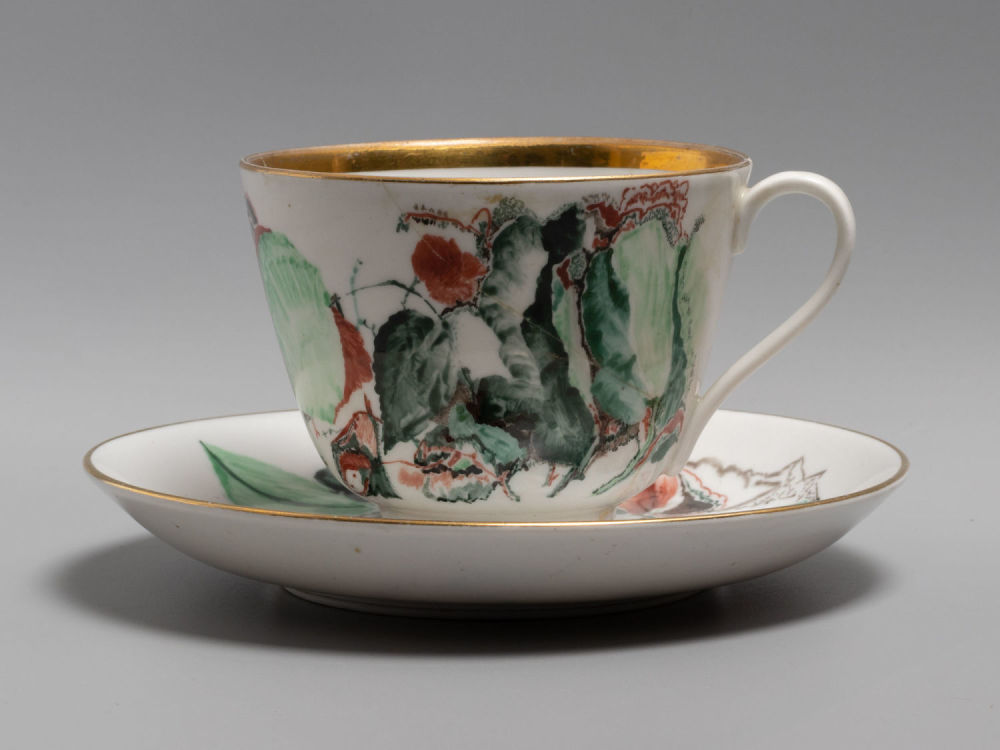 Ливчак Ксана. "Фантастические колокольчики". Чайная пара в авторской росписи. Фарфор ЛФЗ 1947 г. 