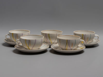 Авт. Полуйкевич Т. Набор чайных пар от сервиза Марийка (Marijka). 5 шт. Фарфор. Рига 1960-е гг. Р 