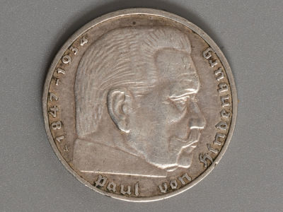 2 рейхсмарки. Гинденбур. 1939 Германия. Серебро VF. Состояние VF.