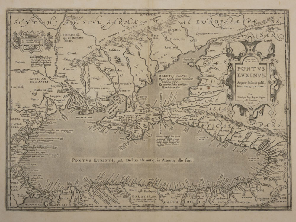 Карта. Крым. Черное море. Голландия 1590 г. Размер 51х68 см. Гравюра. Склеена их двух листов. 