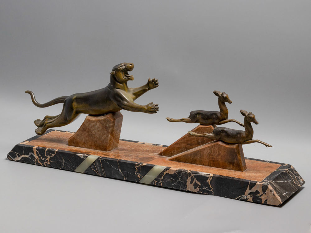 [Друг Пикассо] Ск. Хайме Сабартес. Тигр на охоте за косулями.Скульптура в стиле Арт Деко. 