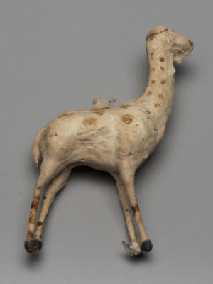 Елочная игрушка &laquo;Жираф&raquo;. Вата. СССР 1950-е гг. Размер 13х7 см. 
Надрывы, потертости. Состояние 