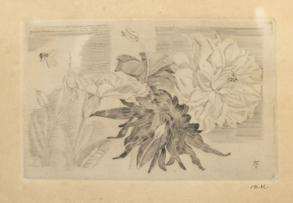 Митрохин Д. И. Цветы. 1941. Бумага, офорт. Размер 30х40 см. Хорошее состояние. Следы бытования. 