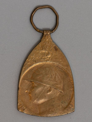 Медаль участника войны 1914-1918 гг. Альберта I. Бельгия. Размер 42х30 мм. Бронза. Следы 