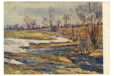 Весна. Худ Б. Н. Яковлев. Живопись. Цветная довоенная открытка. 3441 Издательство АХР №72. 