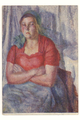 Отдых. Худ Н.И.Шестаков. Живопись. Цветная довоенная открытка. 3491 Издательство АХР №177. 