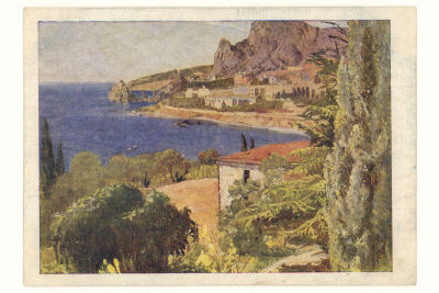 Крым. Симеиз. Худ В.Н.Костяницын. Живопись. Цветная довоенная открытка. 3494 Издательство АХР 