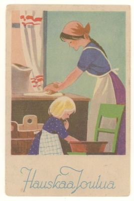 Маленькая помощница. Живопись. Цветная финская довоенная открытка. 3626 Размеры 9,0х13,8 см. 