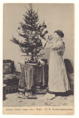 В.Ф. Комиссаржевская. Драмат. Театр. "Нора". Ёлка. Игрушки. Открытка. Начало ХХв. 3702 