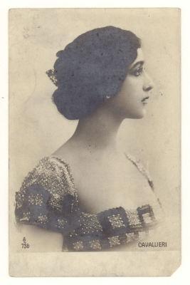 Лина Кавальери. Оперная певица. Фотомодель. Открытка. Начало ХХв. 3718 AL 736. Размеры 8,9х13,9 