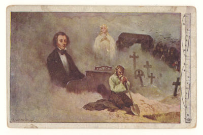 Шопен. Смерть. Худ. А.Сеткович. Живопись. Цветная открытка. Начало ХХв. 3757 Издательство 