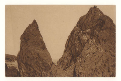 Крым. Симеиз. Скалы Дива и Монах. Довоенная открытка. 3874 Издание коммерческого Аг-ва 