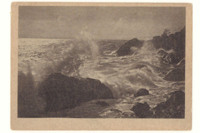 Крым. Прибой в бурю. Довоенная открытка. 3880 Крымгосиздат, Симферополь №203. Размеры 14,9х10,5 