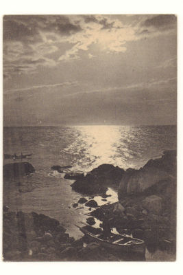 Ночь в Крыму. Довоенная открытка. 3881 Крымгосиздат, Симферополь №708. Размеры 14,8х10,5 см. 