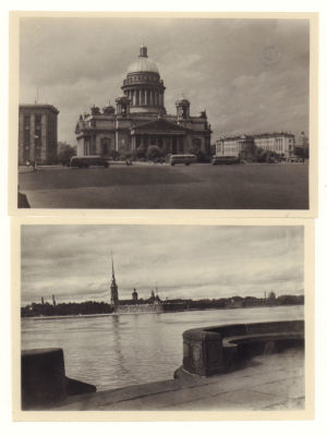 Ленинград. Исаакиевская площадь и "На Неве". Набор из 2-х послевоенных фотооткрыток. О2504 