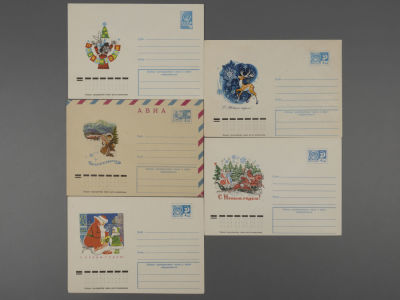 С Новым годом! Набор из 5-и художественных маркированных почтовых конвертов СССР. 1970-е гг. П73 