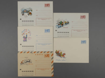 С Новым годом! Набор из 5-и художественных маркированных почтовых конвертов СССР. 1970-е гг. П73 