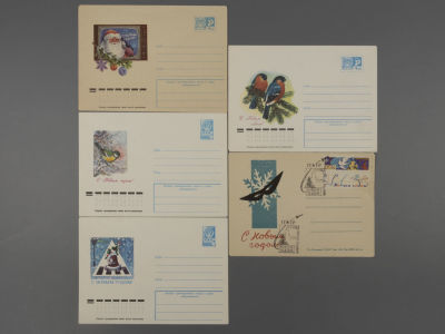 С Новым годом! Набор из 4-х художественных маркированных почтовых конвертов СССР 1970-х годов и 