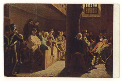 Преступники в церкви. Худ. В. Хейне. Живопись. Германия. Цветная открытка. Начало ХХ в. П-11 