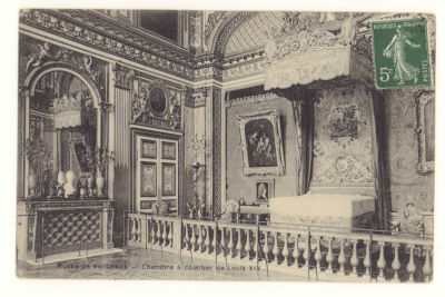 Музей Версаля. Спальня с кроватью Людовика ХIV. Открытка. Франция. Начало ХХ в. П-18 Размеры 13 