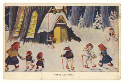 Счастливого мира. Довоенная цветная польская поздравительная открытка. П-20 Польская живопись 