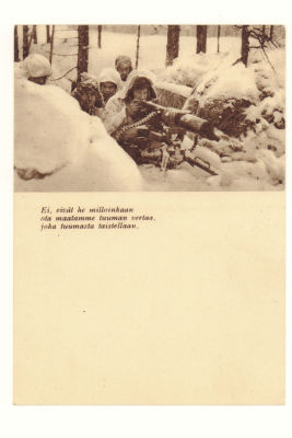 Пулеметчики. Финская открытка полевой почты периода II Мировой войны. П-21 Размеры 14,2х10,2 