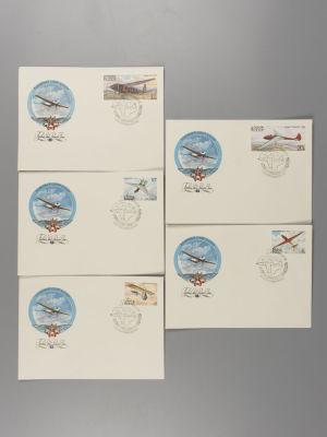 Планерный спорт в СССР. Серия из 5-и КПД. П-55 &laquo;Союзпечать&raquo; 1982 г. Заклеены. 