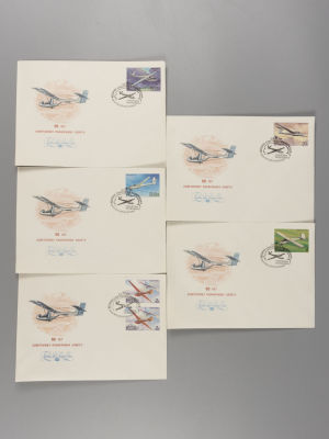 60 лет советскому планерному спорту. Серия из 5-и КПД. П-56 &laquo;Союзпечать&raquo; 1983 г. 