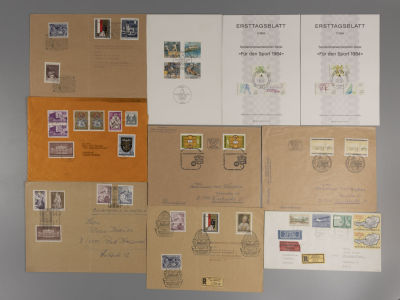 Набор из 10-и конвертов и листов со спецгашениями. Австрия и ФРГ. 1960-е - 1980-е гг. П-75 