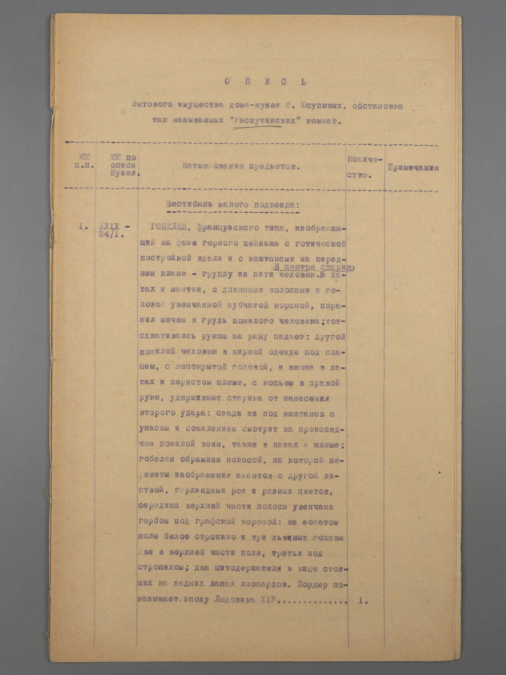 Юсуповский дворец. Уникальные документы о передаче части художественных коллекций Юсуповых из 