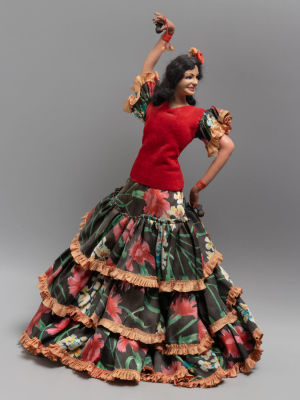 Кукла. Танцовщица фламенко. Папье-маше, роспись. На металлическом каркасе. Западная Европа. 