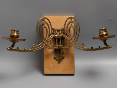 [Ар Деко] Бра для пианино на 2 свечи на деревянном креплении. Подвижное поворотное крепление. 