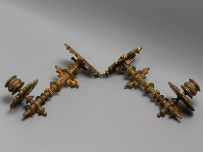 Парное бра для пианино. Подвижное поворотное крепление. Латунь, золочение. Западная Европа. 