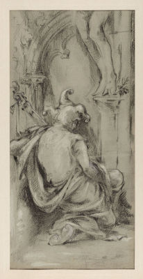 Н/х. Шут. ХVIII – нач. XIX вв. Бумага, белила, соус. Размер по паспарту 50х30 см. Хорошее 