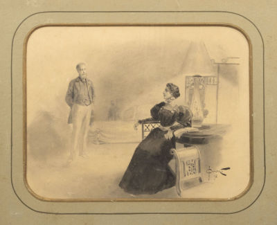 [Коллекция худ. К. Иванова] Соломко С. С. Аудиенция. 1897. Бумага, акварель. Размер по раме 33 