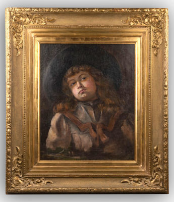 Н/х. Мальчик в шляпе. Середина XIX века. Холст, масло. Размер по раме 83х72 см. Хорошее 