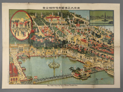 [На японском языке] Карта с видом на выставку в Токио &laquo;Taisho&raquo;. Токио, 1914. Карта с видом на 