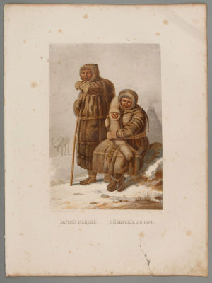Эйнарские лопари. Народности России. Хромолитография. 1861 г. Размер 53х39 см. Следы влаги. 