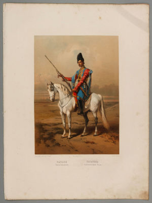 Татарин. Народности России. Хромолитография. 1861. Размер 53х39 см. Надрыв. Загрязнения. 