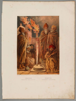 Индусы (огнепоклонники из окрестностей Баку). Народности России. Хромолитография. 1861 г. Размер 