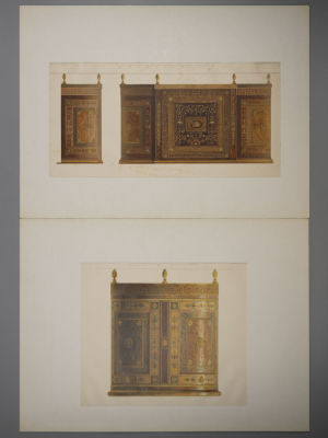 [Проект мебели] Глазунова О., Гешвенд Г. Комод. Две хромолитографии. Экспедиция заготовления 