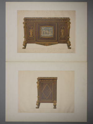 [Проект мебели] Гешвенд Г. Комод. Две хромолитографии. Экспедиция заготовления государственных 