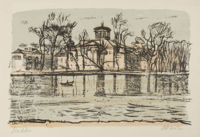 Петрова В. В. Невка. 1990-е гг. Бумага, цв. литография. Размер изображения 18,5х28 см, листа 27 